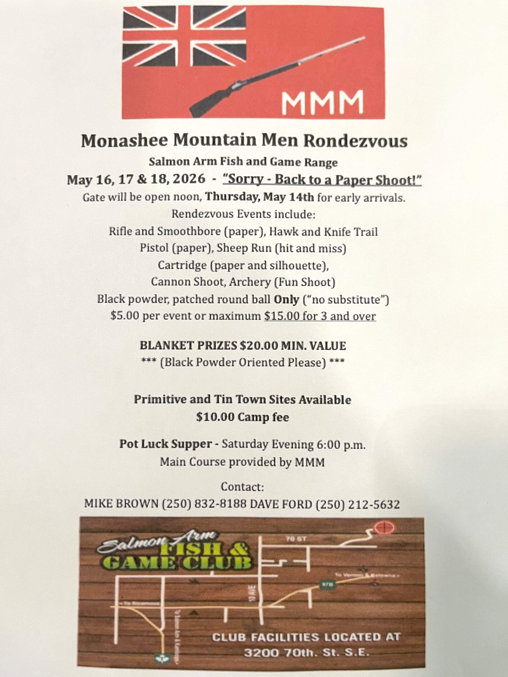Monashee Mountain Men Rondezvous - Salmon Arm Fish and Game Range - May 16, 17, and 18 2026
